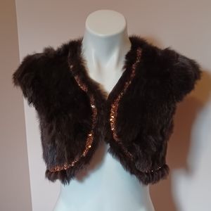 Harry Angel Embellished Rabbit Fur Bolero